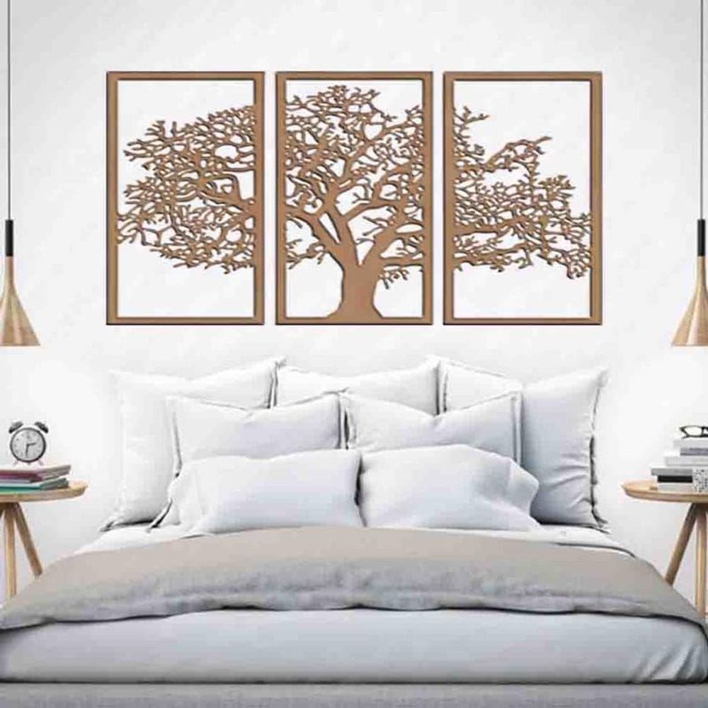 Quadro Decorativo Árvore Da Vida 3Mm Vazado - Mdf/Cru