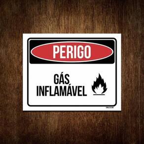 Placa Perigo Gás Inflamável - Sinalização Cuidado  27X35
