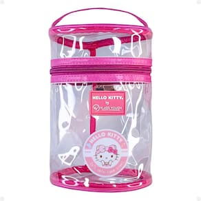 Necessaire Cilíndrica Transparente Hello Kitty by Klass Vough Rosa Kchk-06lr