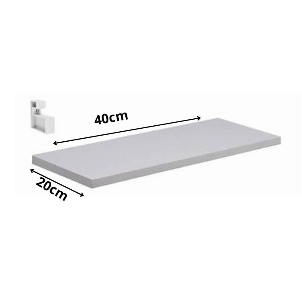Prateleira de Madeira Branca 1,2x20x40cm Com Suporte Branco