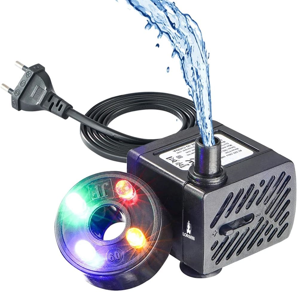 Bomba Submersa Bombinha para Fontes e Aquários Lorben com Luz LED 3W 180 L/h Bivolt