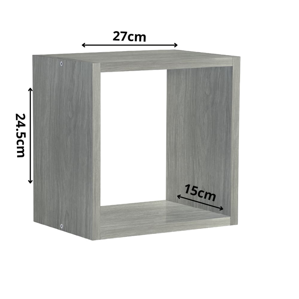 Nicho de Madeira Simples Cor Concreto 1,2x27x24,5x15cm