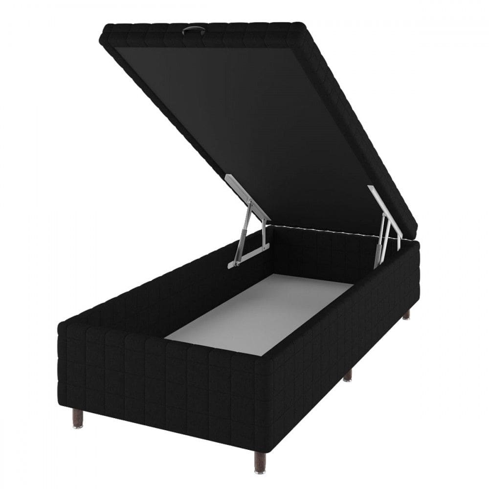 Base de Cama Box Solteiro Vision com Baú Rústico/Preto - Vian