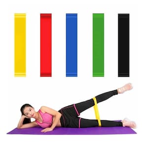 Kit 5 Faixas Elásticas Mini Band Exercícios Yoga Pilates
