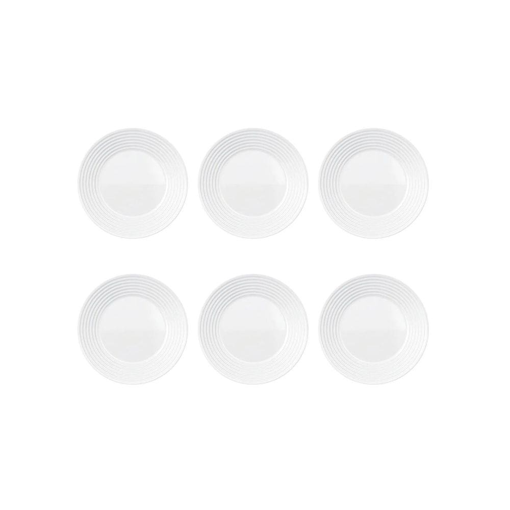 Jogo Prato De Sobremesa Saturno Branco Vidro Nadir Kit 6 Un