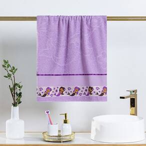 Toalha Avulsa Fantasy Infantil 100% Algodão - 1,15m x 75cm - Sereia - Lilás