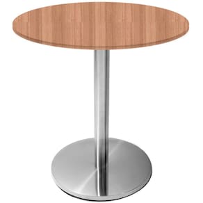 Mesa Beta Inox 75 cm (Altura) Disco Redondo Tampo MDP Redondo 60 cm (Larg) x 2,50 cm (Alt) Noce Natural