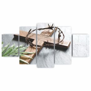 Kit Quadros Religioso Mosaico MDF - 5 Peças 115cm x 60cm