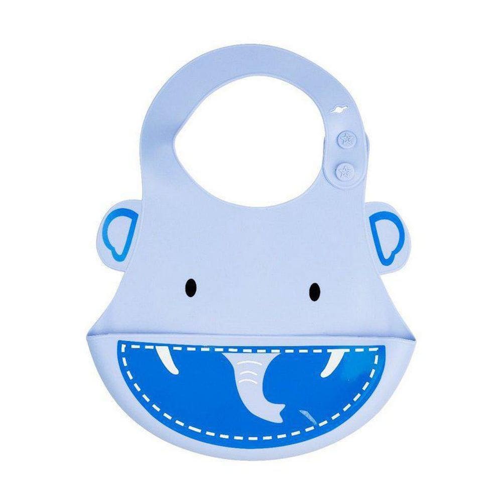 Babador Cata Migalhas Silicone Elefante Azul - Kababy
