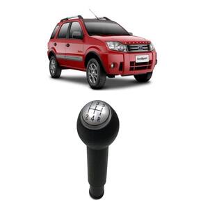 Manopla Bola de Câmbio Ford Ecosport 03-06 Preta Prata