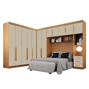 Quarto de Casal Modulado 12 Portas Orion Cinamomo Off White - Leifer Móveis