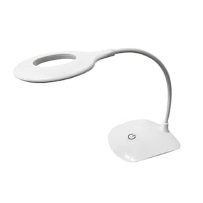 Luminaria Abajur Led De Mesa Flexivel Touch Usb Pilha Branco