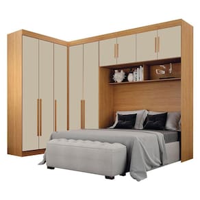 Quarto de Casal Modulado 9 Portas Orion Cinamomo Off White - Leifer Móveis