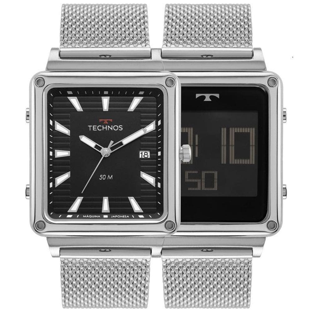 Relógio Technos Masculino Curvas Prata Anadigi 1S13Cw/1P