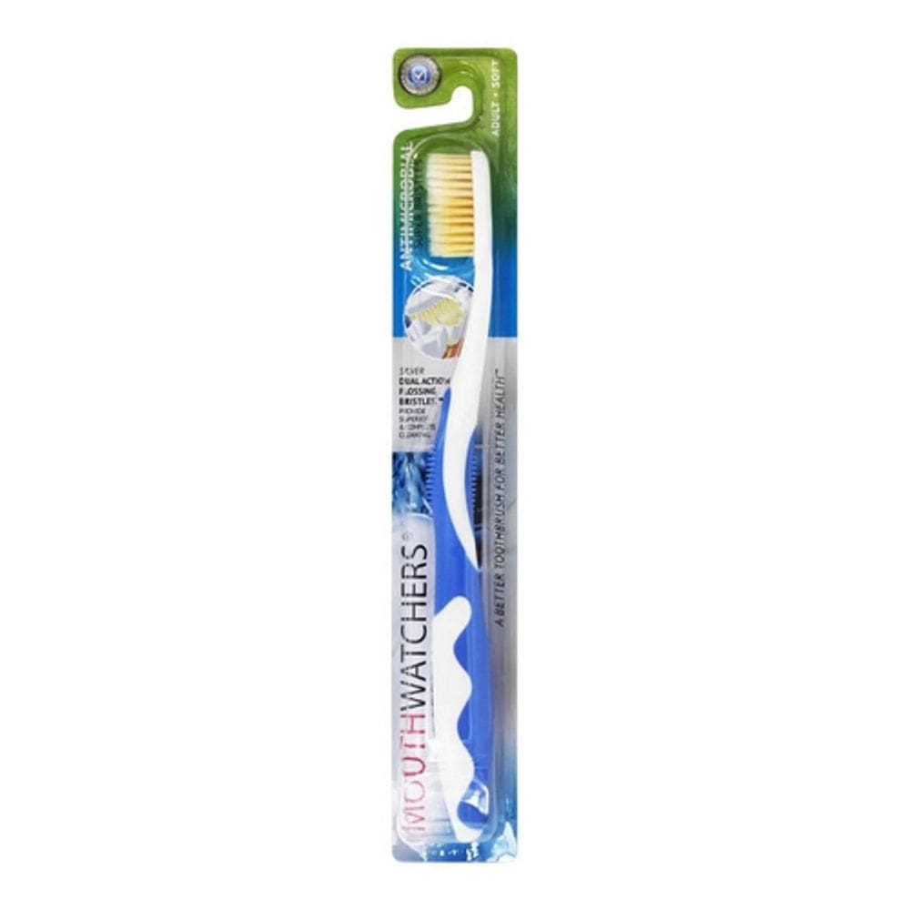 Escova de dentes lmente antimicrobiana para adultos Mouthwatchers Soft Blue 1 cada da Doctor Plotka`s (pacote com 2)