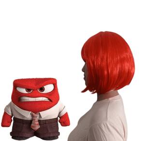 Peruca Curta Vermelha Cosplay Divertidamente Emoção Raiva