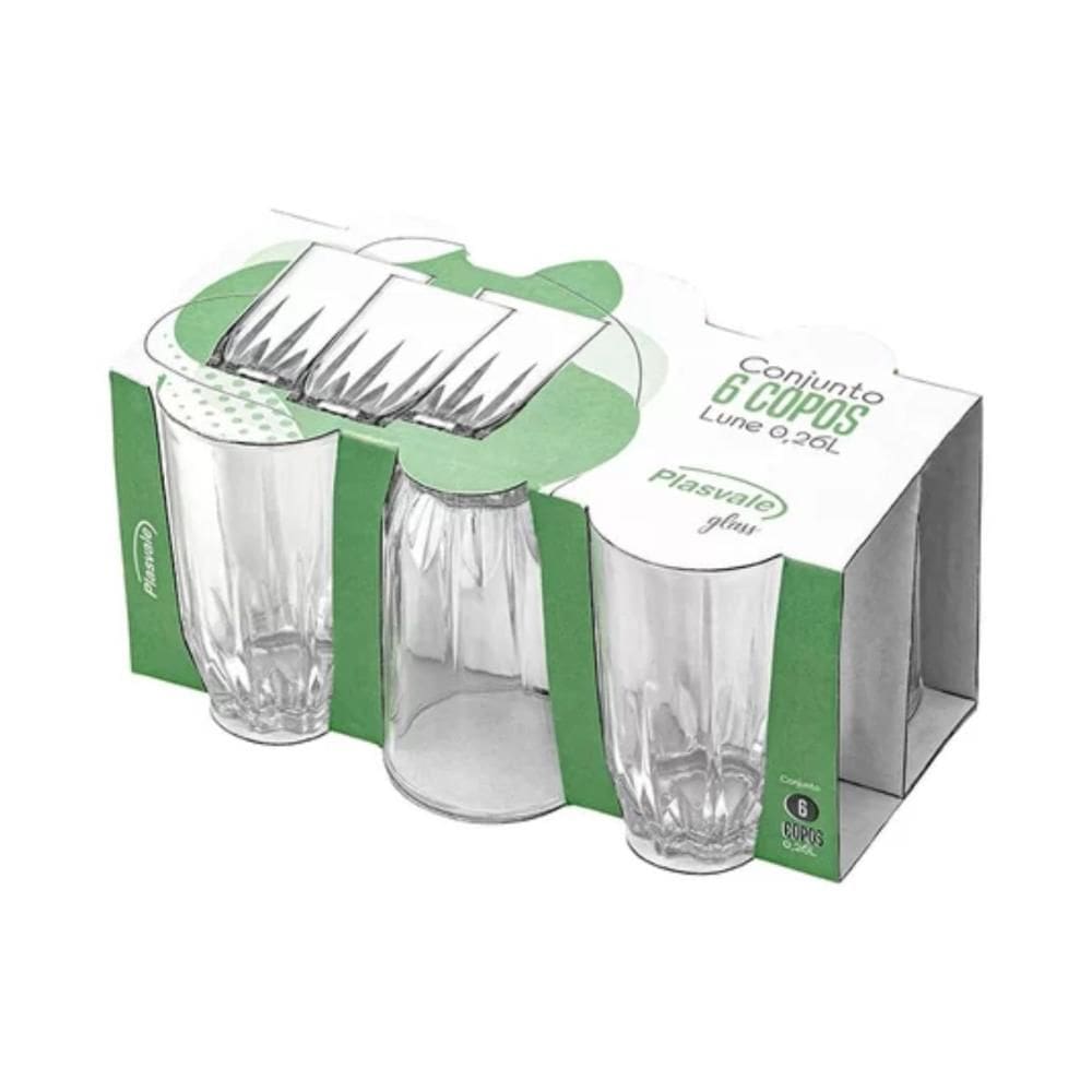 Conjunto 6 Copos Vidro Plasvale 320ml Lune