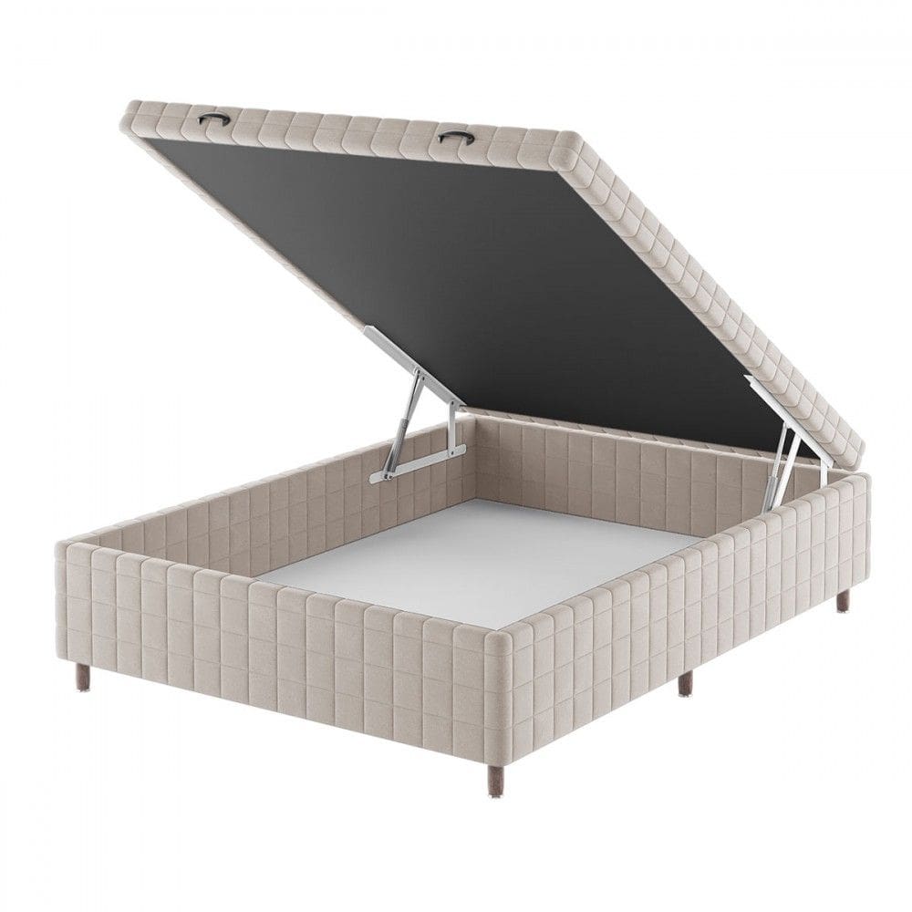 Base de Cama Box Casal Vision com Baú Turkey/Creme - Vian