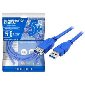 Cabo Extensor USB 3.1 Macho e Fêmea 5m 5+ Ultra Rápido