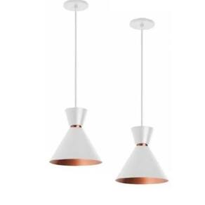 Pendente Berlin 15cm Luxo Luminarias Branco/Cobre 15x18cm