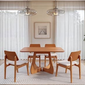 Kit Mesa de Jantar Paineira 140cm e 4 Cadeiras Jandaia CabeCasa MadeiraMadeira Amendoa