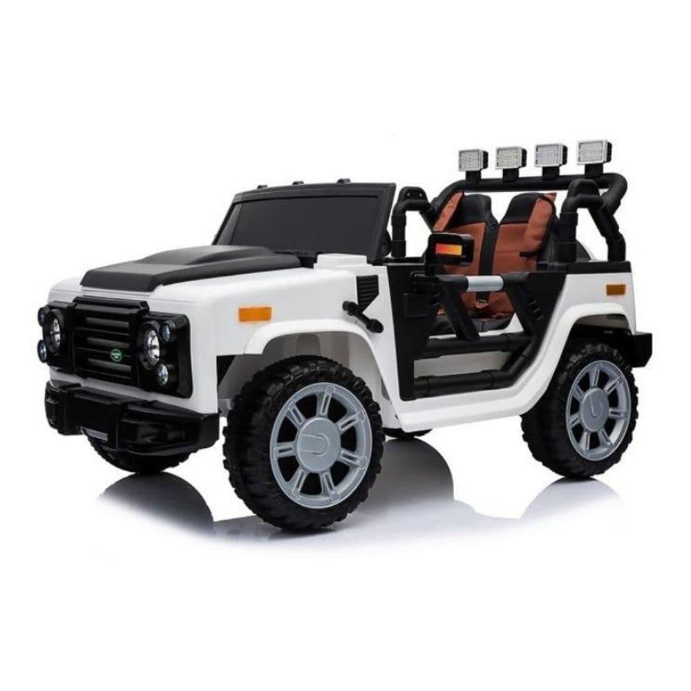 Mini Veiculo Elétrico Jipe Off Road 4X4 Branco Som E Luz 643