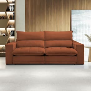 Sofá Retrátil e Reclinável Martinho 250cm Veludo Terracota - Celflex