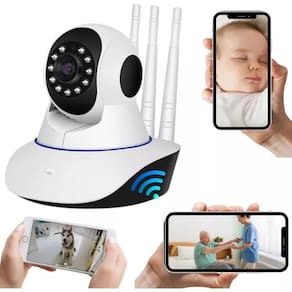 Câmera Ip Sem Fio 360 3 Antenas Hd Wifi Visão Noturna