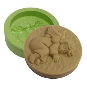 Molde De Silicone Redondo Com Anjo Para Velas E Sabonetes