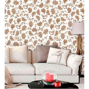 Papel de Parede Adesivo Lavável Floral Marrom