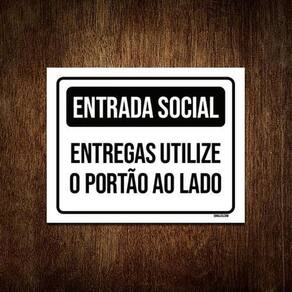 Placa Preta - Entrada Social Entrega Utilizar Ao Lado 27X35