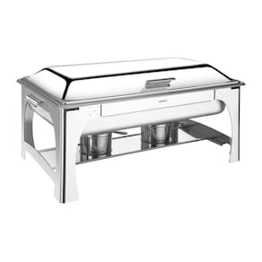 Rechaud Tramontina Retangular Em Aço Inox Banho Maria Tampa Removivel Com Fogareiro Cuba 1-1 9 L