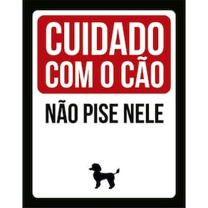 Kit 5 Placas Sinalização - Cuidado Cão Não Pise Nele Poodle
