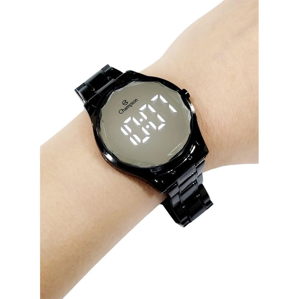 Relógio Feminino Champion Redondo Espelhado Preto Ch48019K