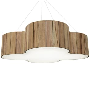 Lustre Decorativo Madeira Pendente Farol 50Cm