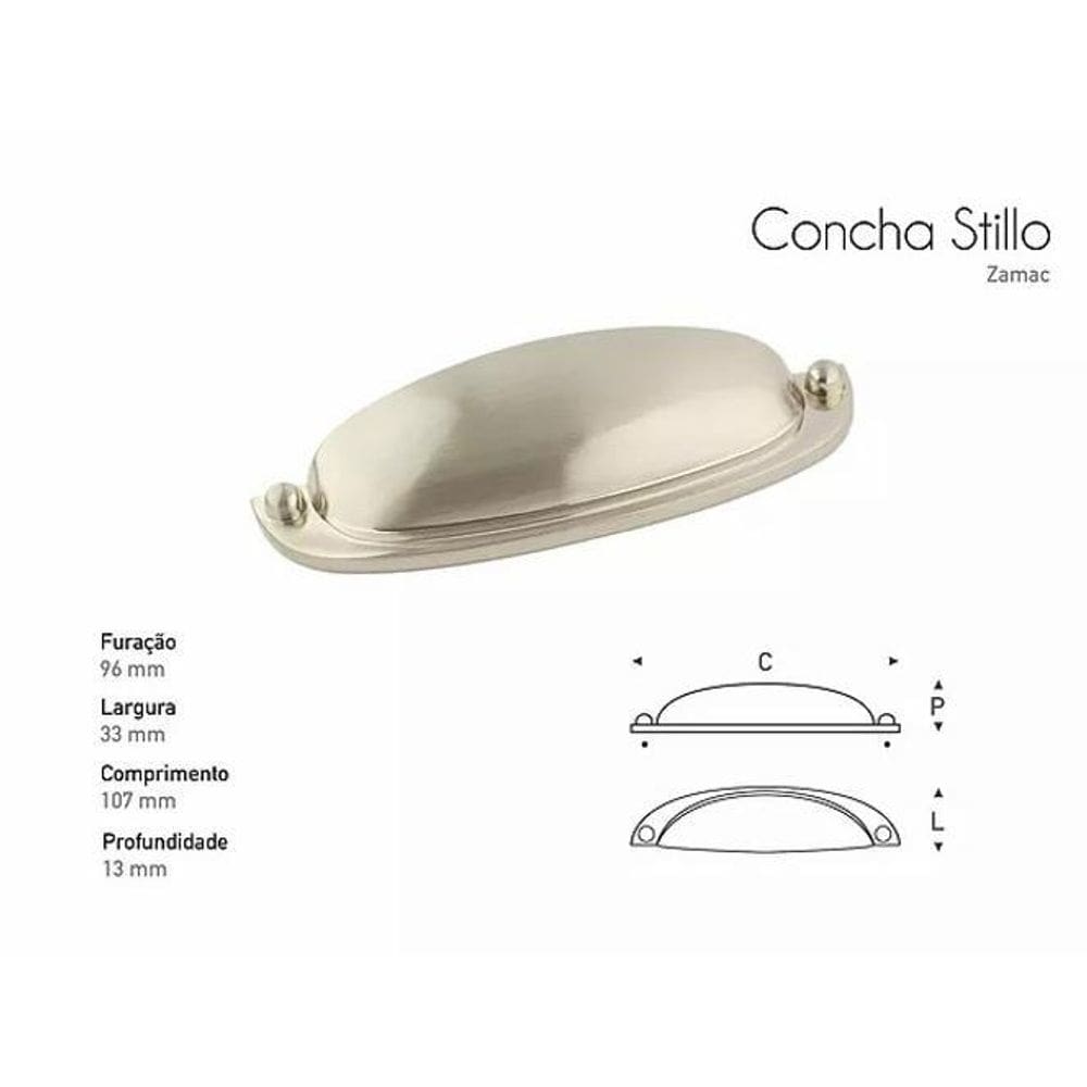 Puxador Concha Stillo 96Mm Preto - Gruppa