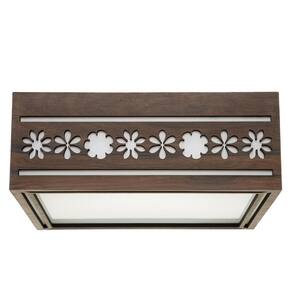 Lustre Decorativo Madeira Plafon Porto Belo Quad 40Cm