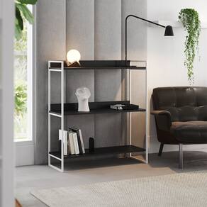 Nicho 3 Prateleiras 95cm Industrial Córdoba Branco e Preto