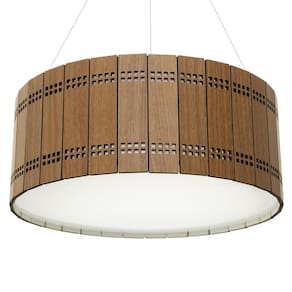 Lustre Decorativo Madeira Pendente Redondo Jabaquara 60Cm