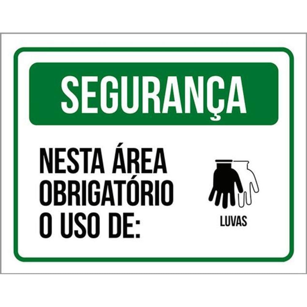 Kit 5 Placas Segurança Área Obrigatório Uso De Luvas