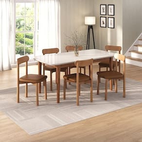 Kit Mesa de Jantar Tangará 180cm e 6 Cadeiras Pitanga Cabecasa Madeiramadeira Caramelo/Offwhite