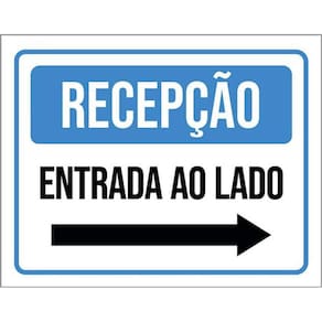Kit 10 Placas Sinalização Recepção Entrada Lado Seta Direita