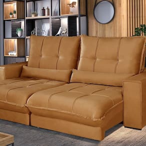 Sofá Retrátil e Reclinável Thor - Molas Ensacadas 290 cm – Veludo Cobre Terracota