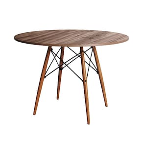 Mesa Dkr Eiffel Redondo Tampo de Madeira 110cm Amêndoa