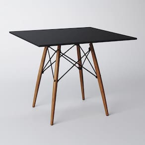 Mesa de Jantar Eiffel Quadrado Tampo de Madeira 90cm Preto