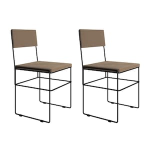 Kit 2 Cadeiras de Jantar Industrial Estofadas Veludo Bege Aço Preto Vitoria