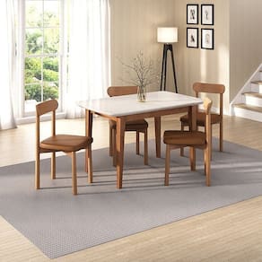 Kit Mesa de Jantar Tangará 130cm e 4 Cadeiras Pitanga Cabecasa Madeiramadeira Caramelo/Offwhite