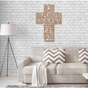 Quadro Decorativo Preto Oração Pai Nosso Em Cruz 3Mm Vazado