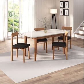 Kit Mesa de Jantar Tangará 160cm e 4 Cadeiras Pitanga Cabecasa Madeiramadeira Caramelo/Offwhite/Preto