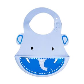 Babador Cata Migalhas Silicone Elefante Azul - Kababy